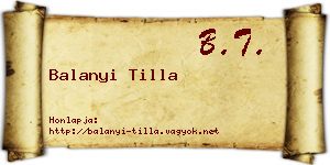 Balanyi Tilla névjegykártya
